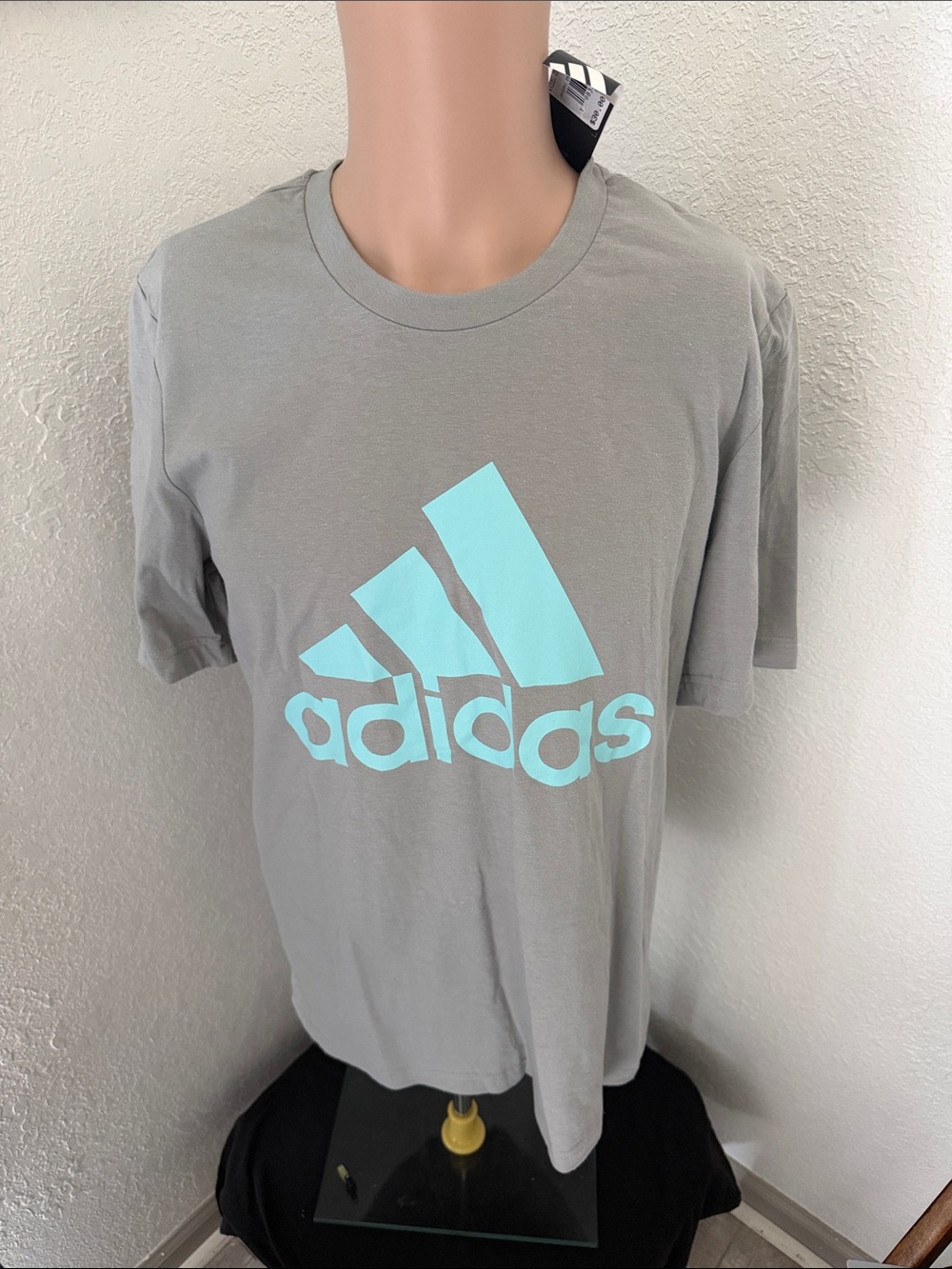 adidas Gray Tee with Aqua Logo